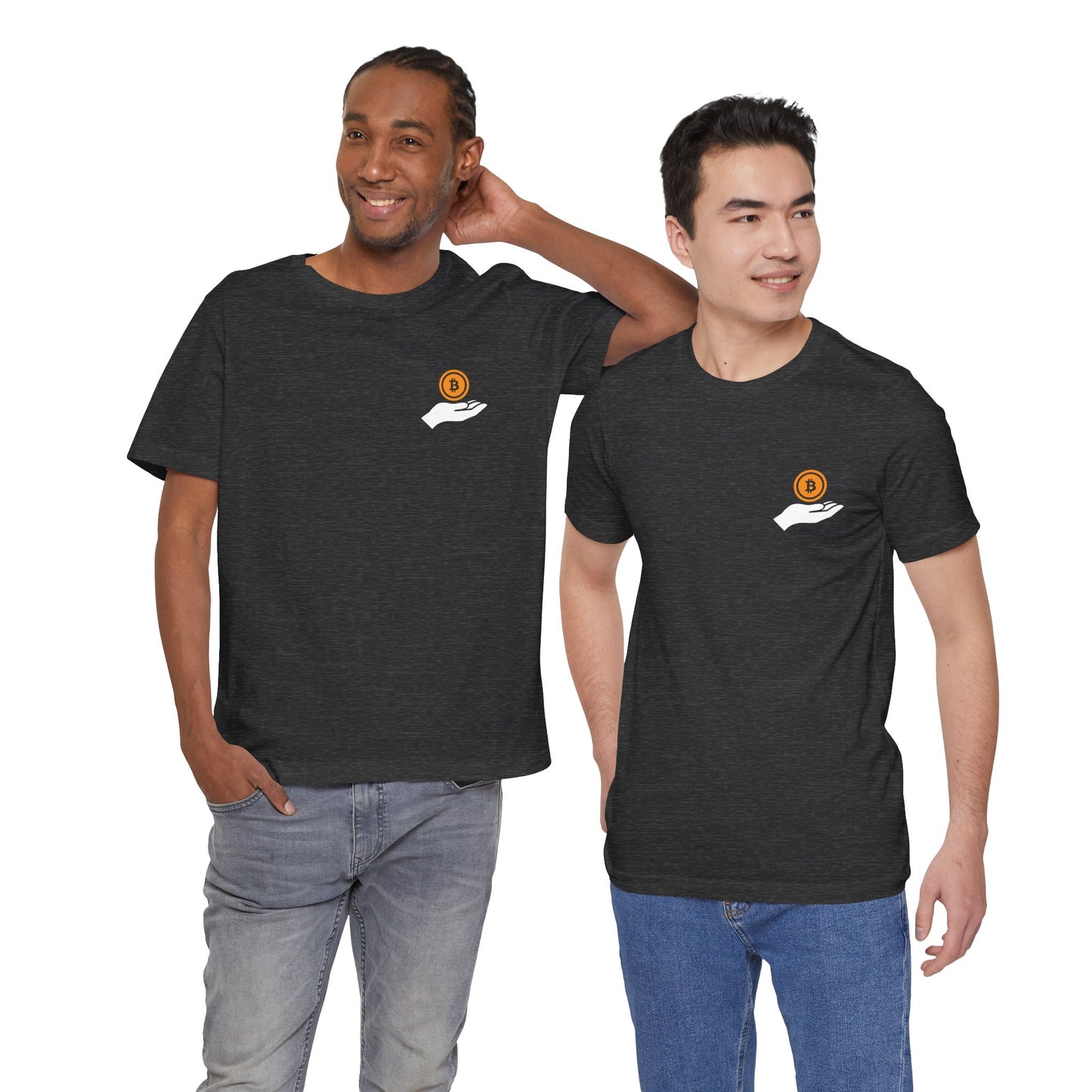Unisex Holding BitCoin T-shirt - Bitcoin Merch