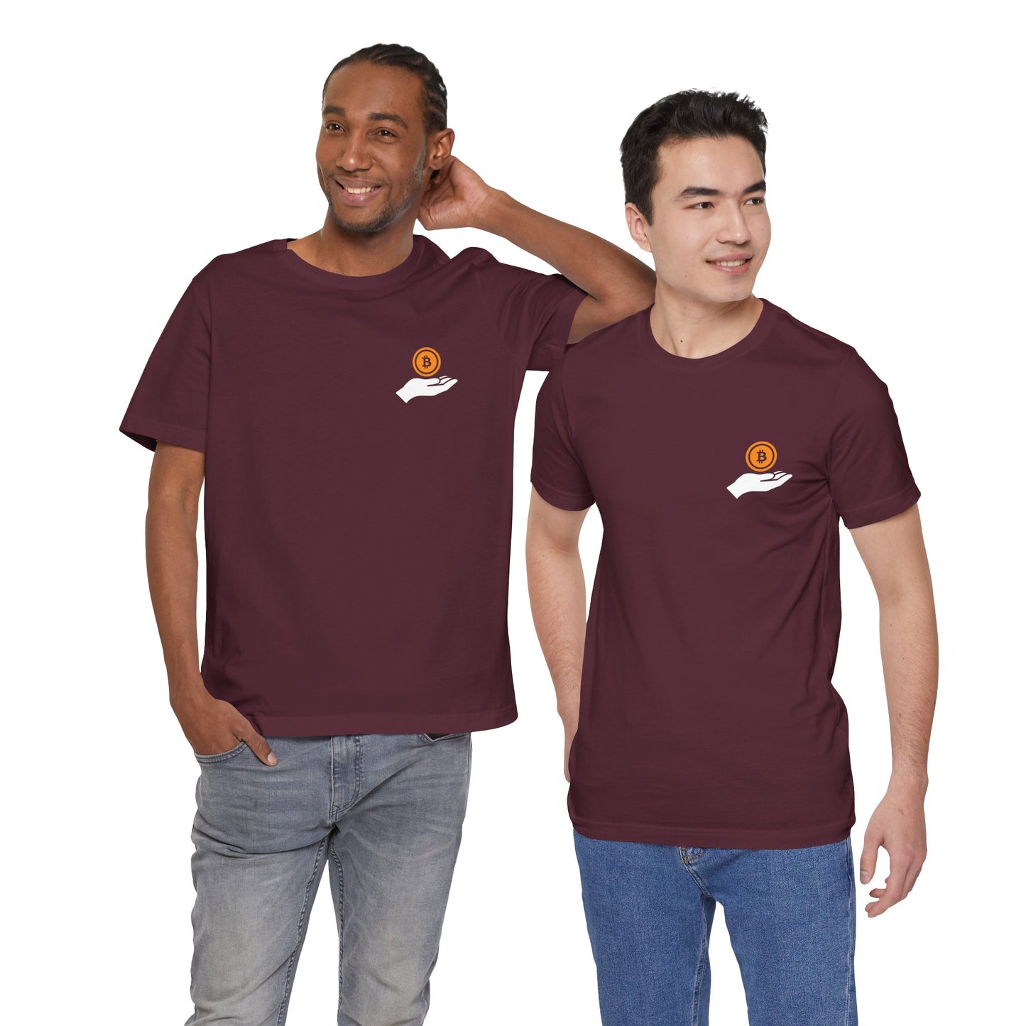 Unisex Holding BitCoin T-shirt - Bitcoin Merch