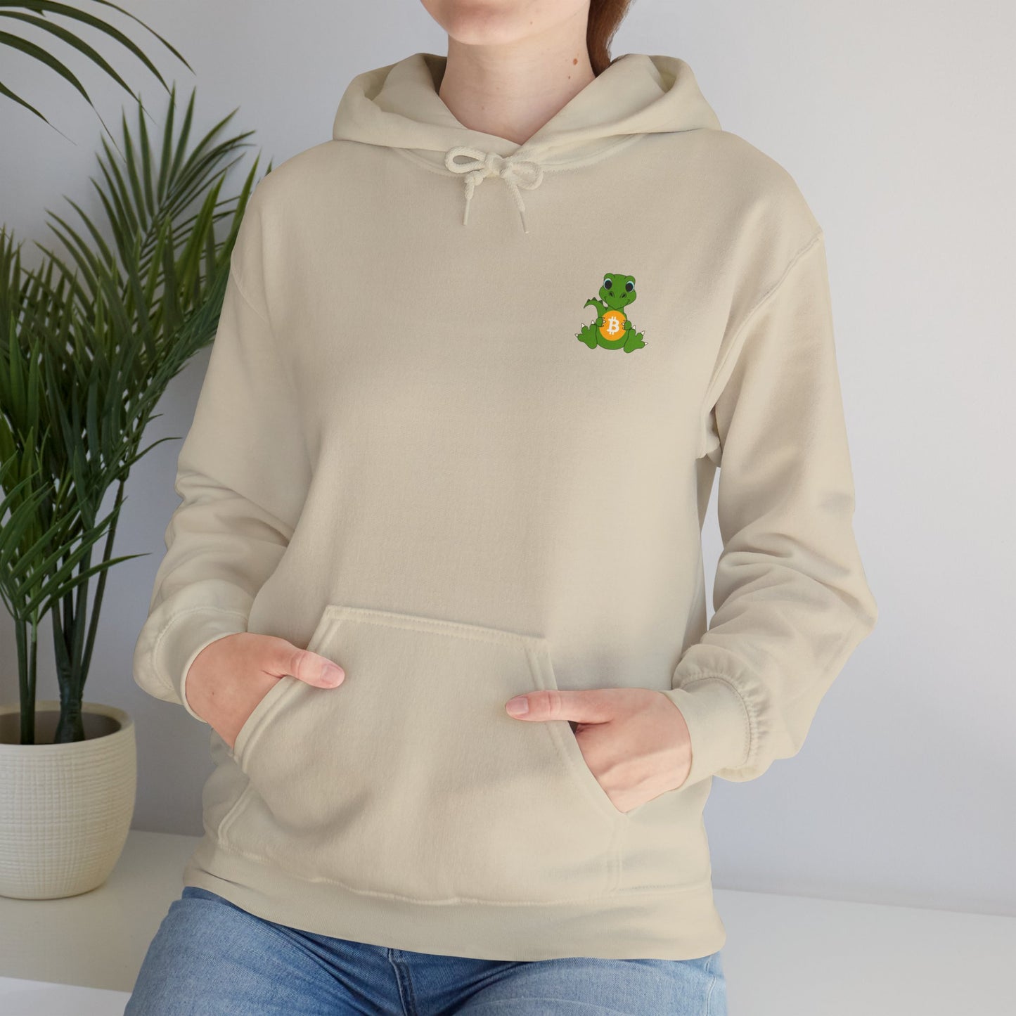 Dinosaur holding BTC Hoodie - Bitcoin Merch