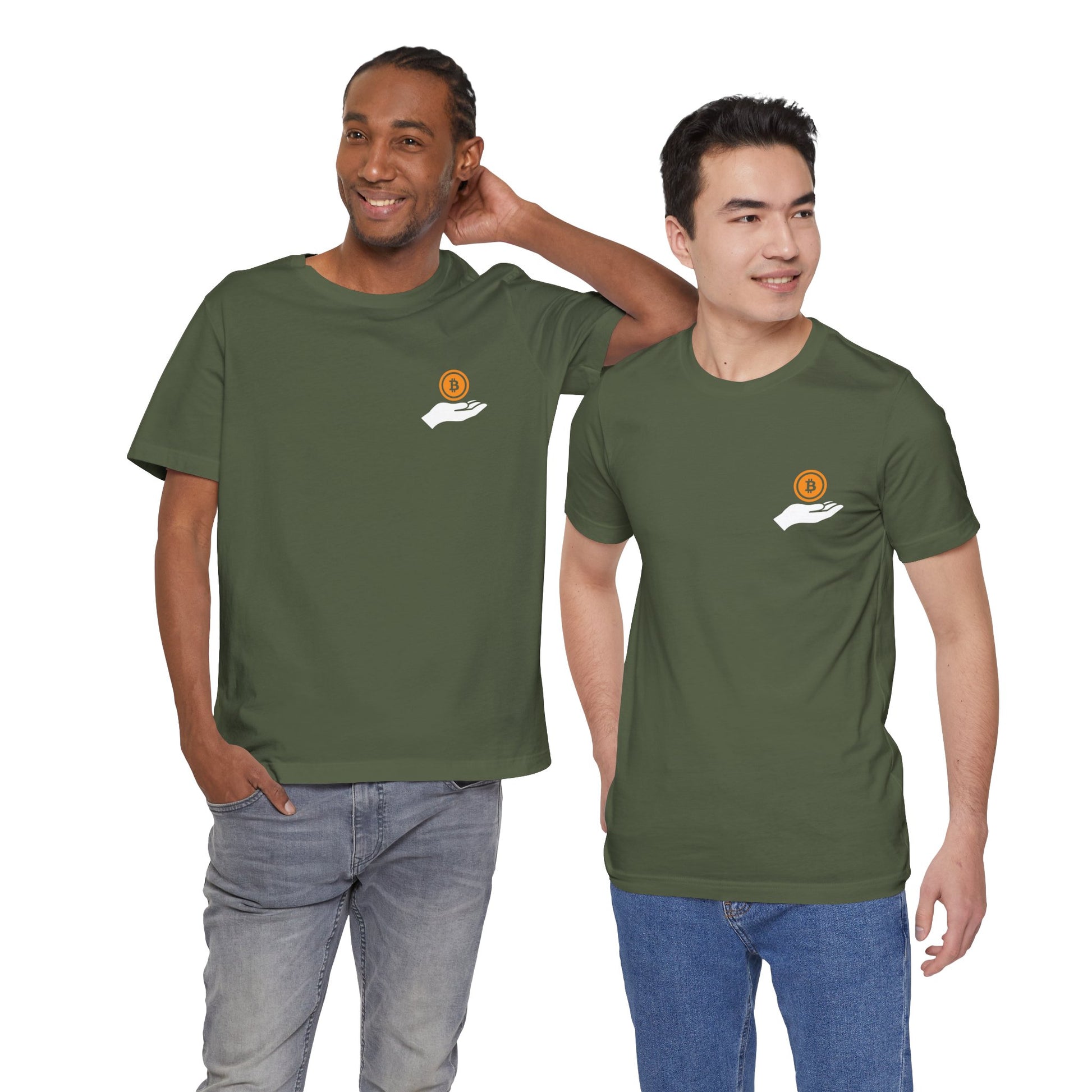 Unisex Holding BitCoin T-shirt - Bitcoin Merch