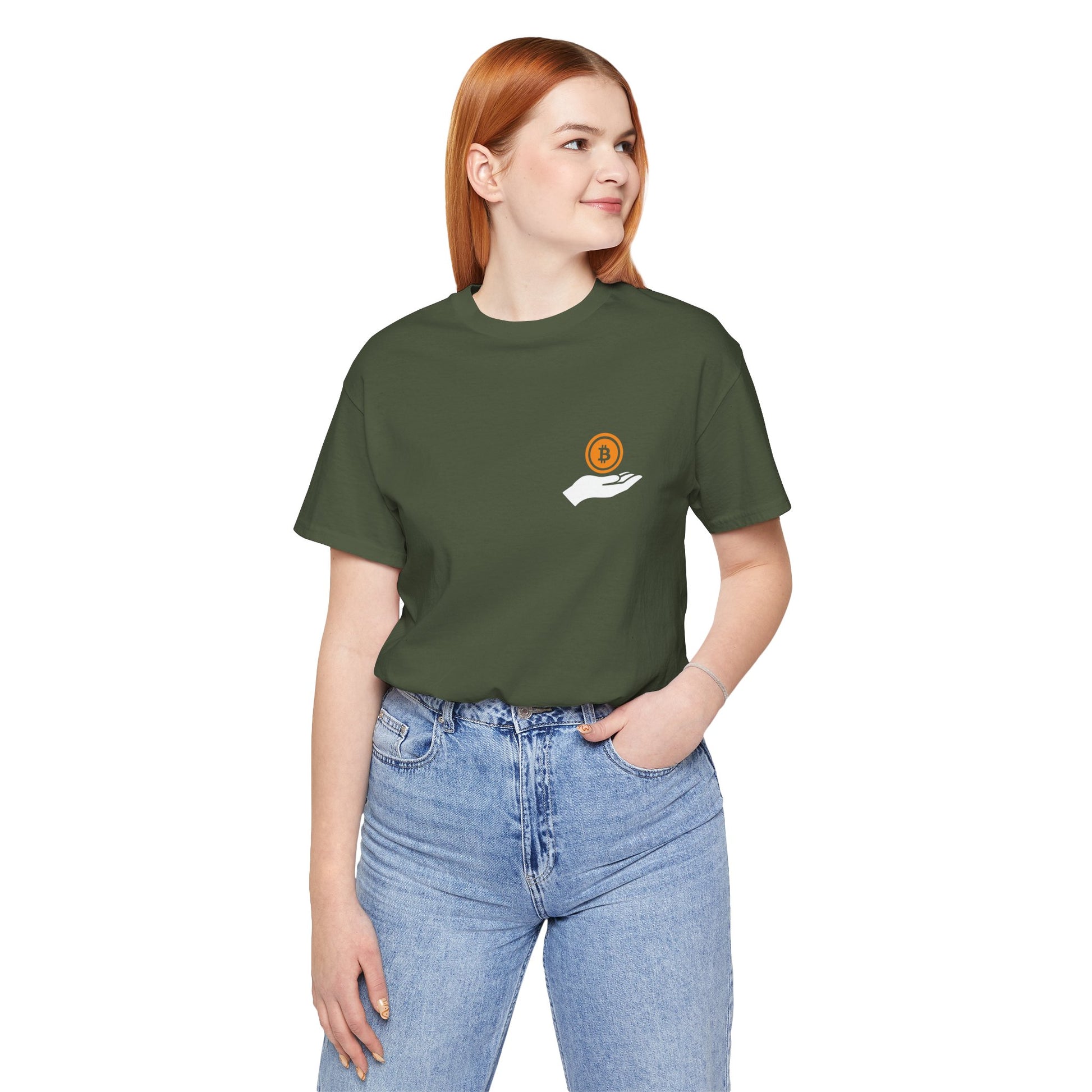 Unisex Holding BitCoin T-shirt - Bitcoin Merch