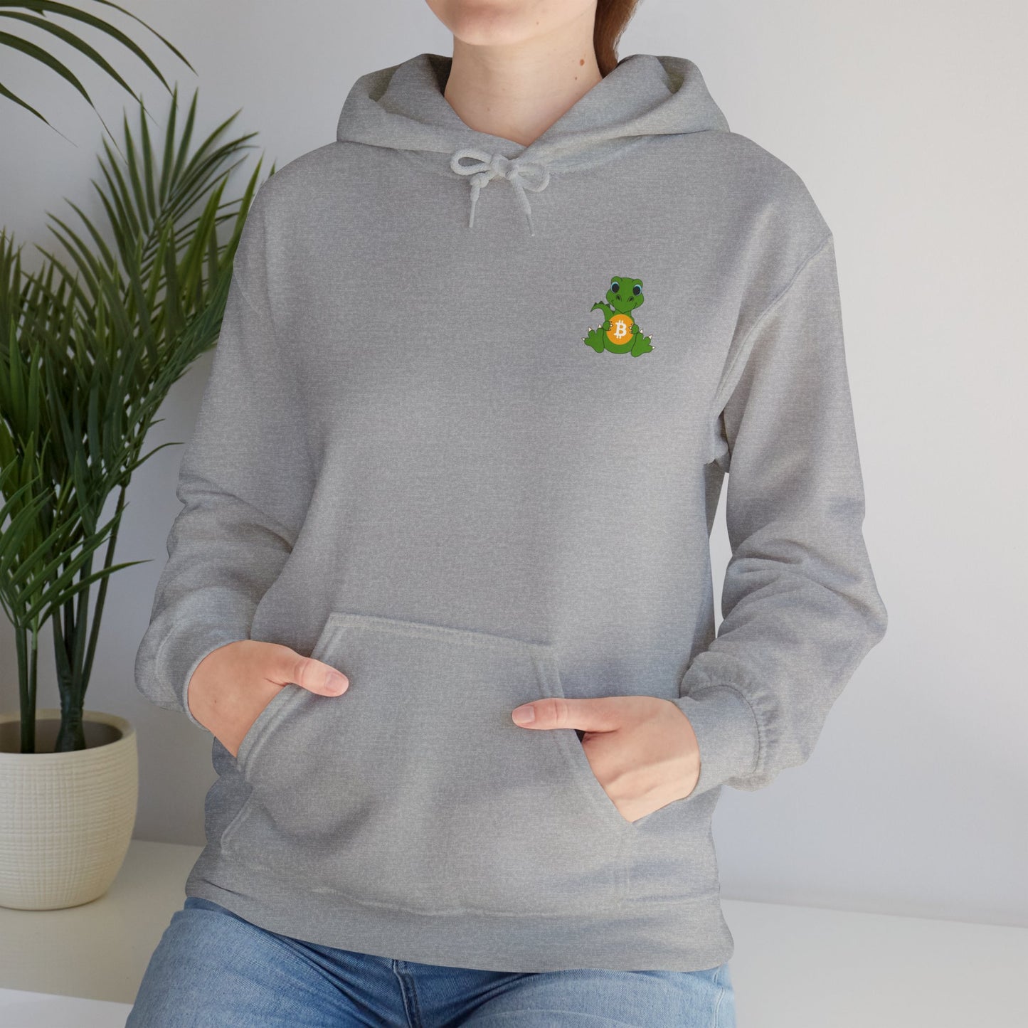 Dinosaur holding BTC Hoodie - Bitcoin Merch