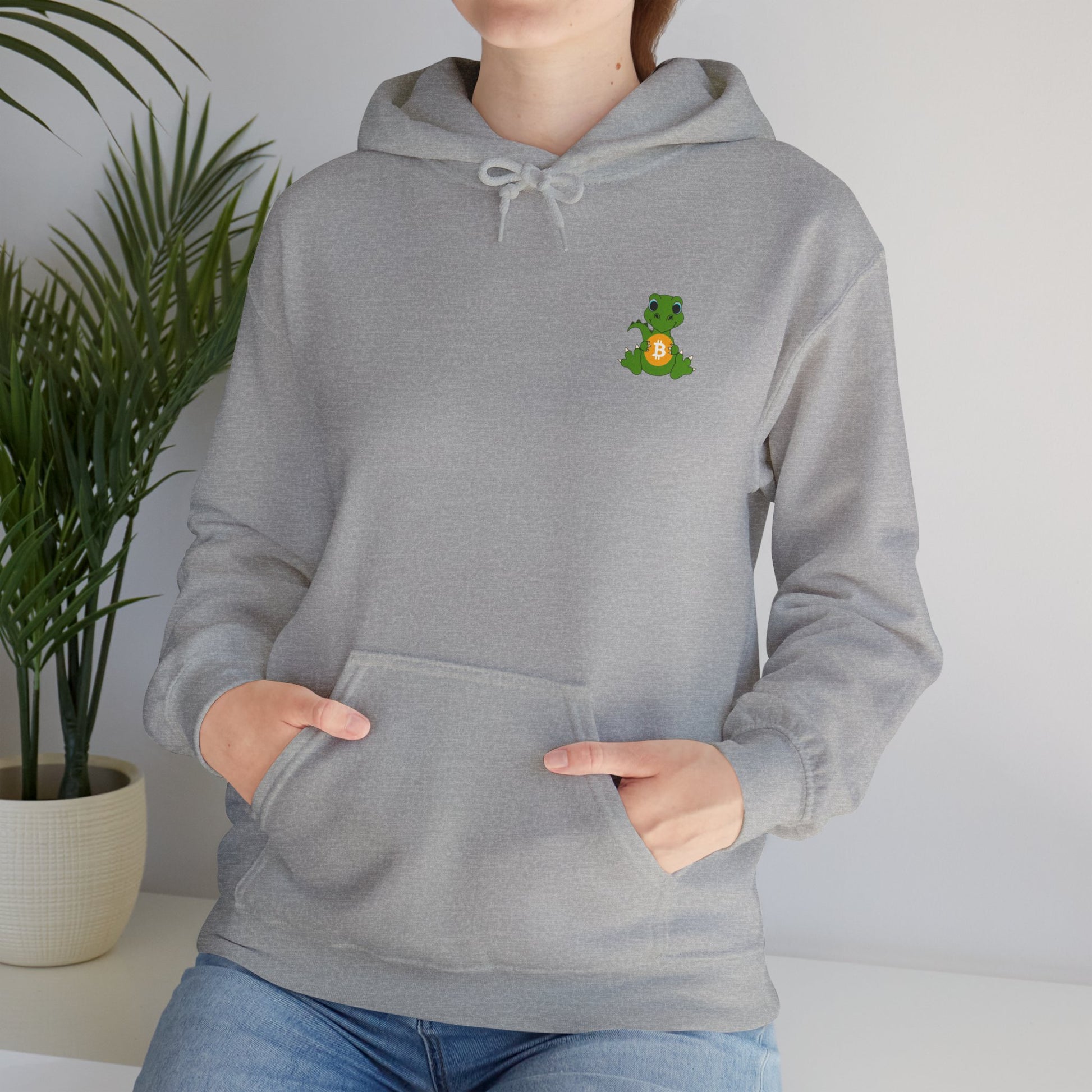Dinosaur holding BTC Hoodie - Bitcoin Merch
