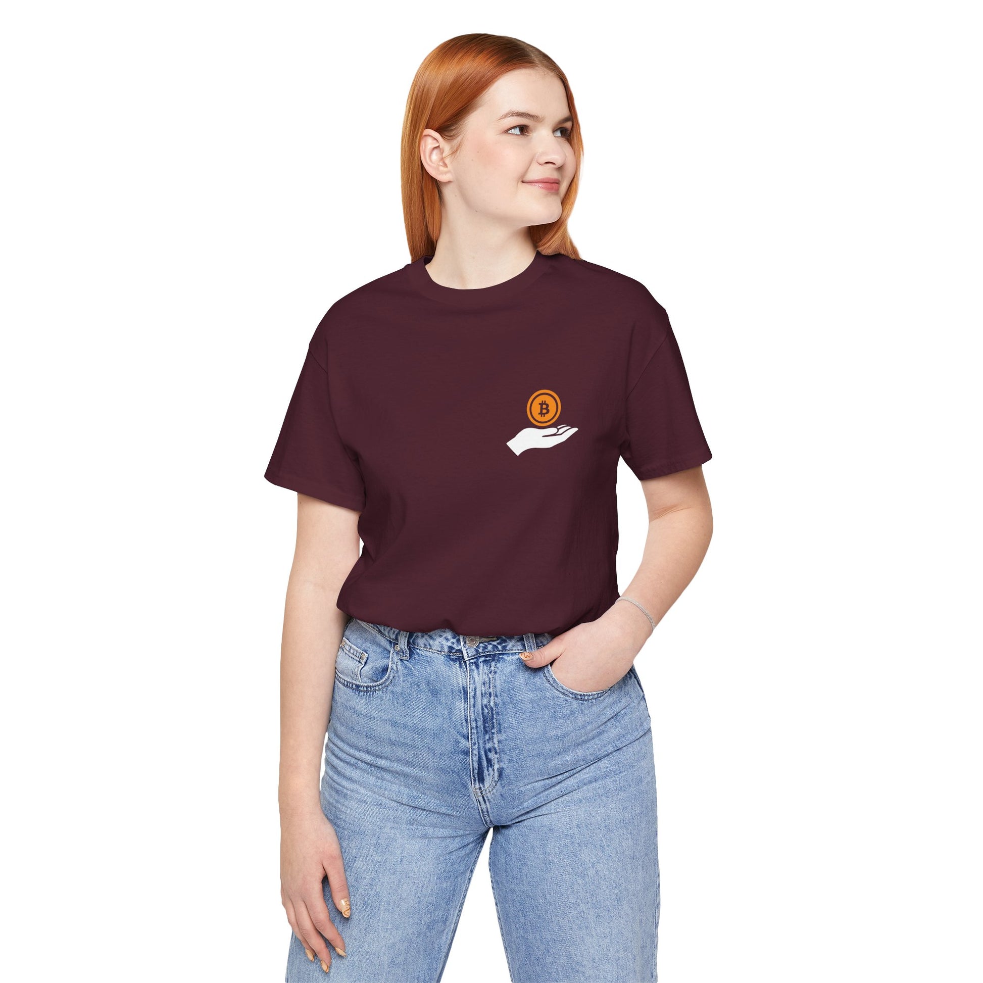 Unisex Holding BitCoin T-shirt - Bitcoin Merch