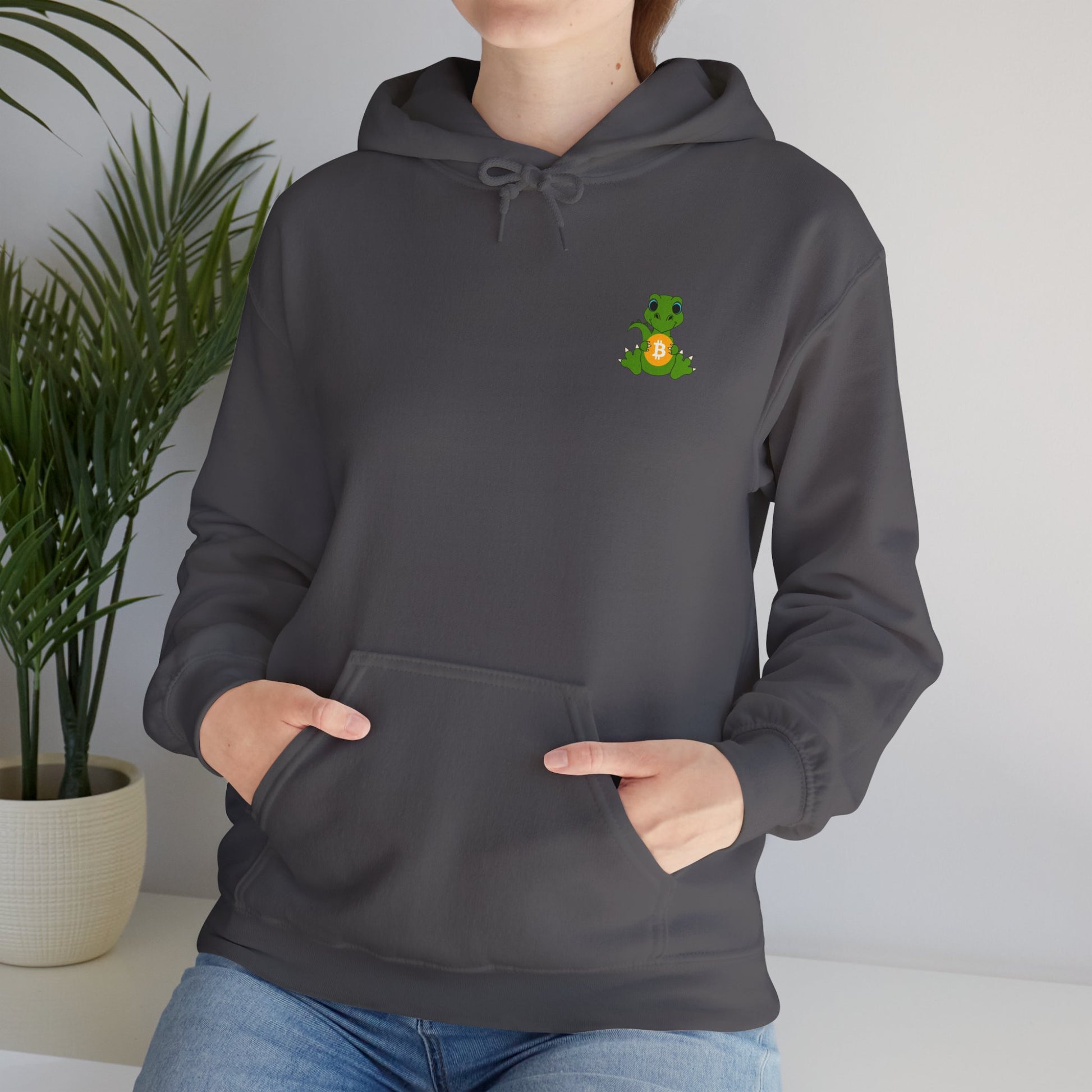 Dinosaur holding BTC Hoodie - Bitcoin Merch